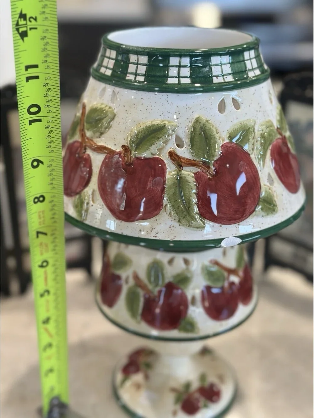 Vintage ceramic country apple candle shade and accessories set